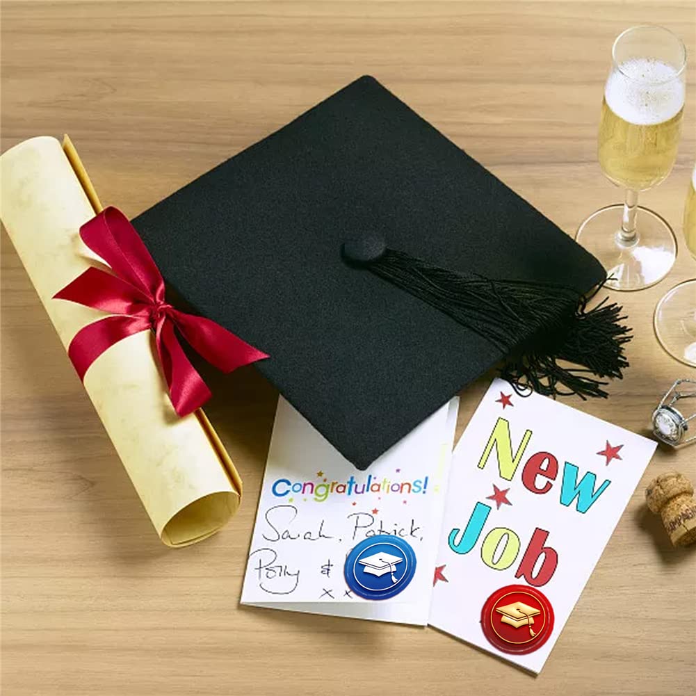 CRASPIRE Graduation Hat Wax Seal Stamp Graduation Sealing Wax Stamps 30mm Retro Vintage Removable Brass Stamp Head with Wood Handle for Wedding Invitations Cards Gift Wrapping
