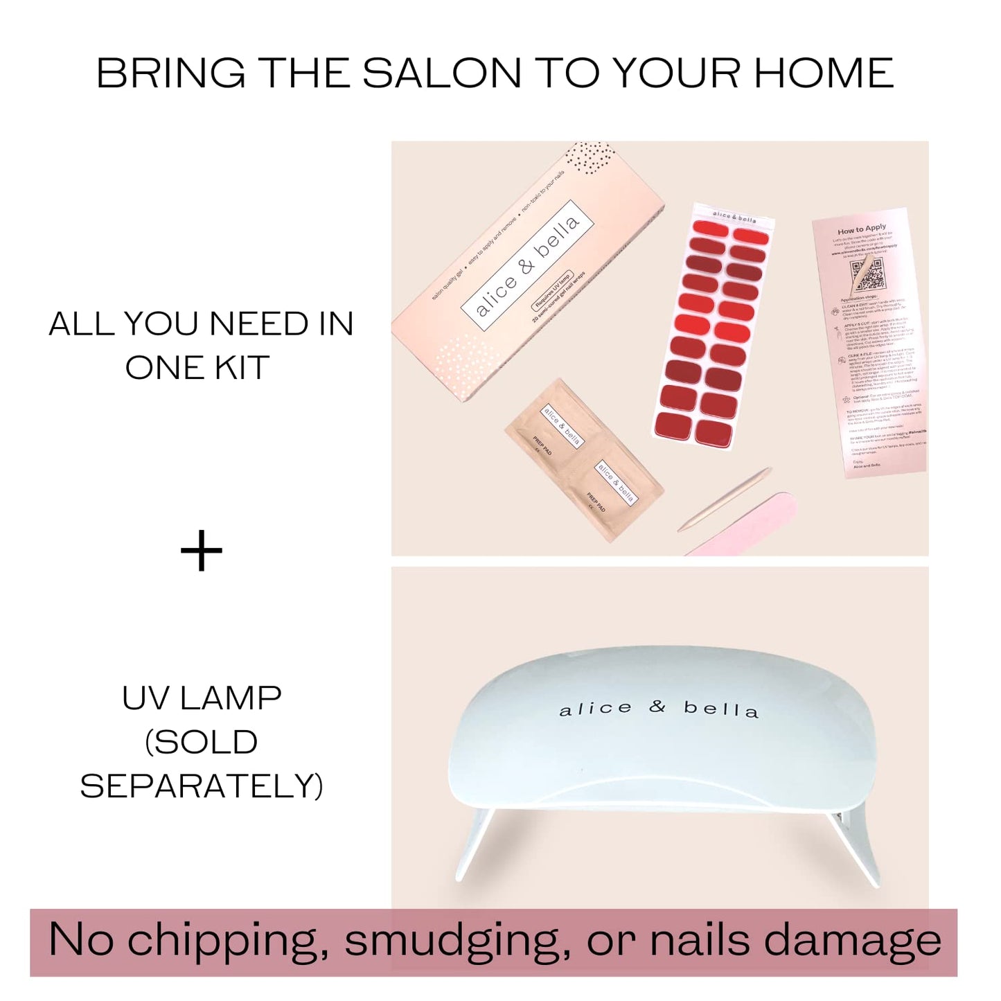ALICE & BELLA Valentine's Day Semi Cured Gel Nail Strips-20 PCS Multi-Color Red Gradient Gel Stickers, Use with UV Light Lamp, Salon Quality Manicure Wraps (Gradient Red Skittles)