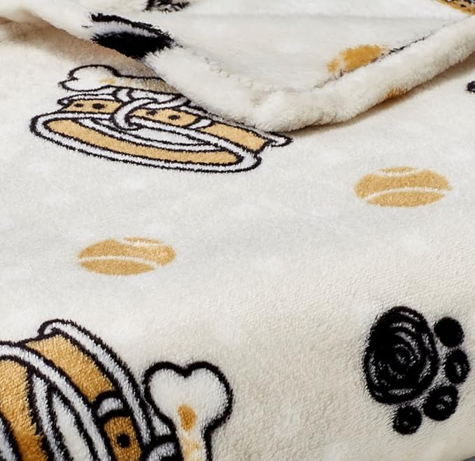 Juicy Couture Beige 50" x 60" Dog Blanket – Plush Puppy Throw, Printed, Breathable, Lightweight, Machine Washable, for Small Medium & Large Pets