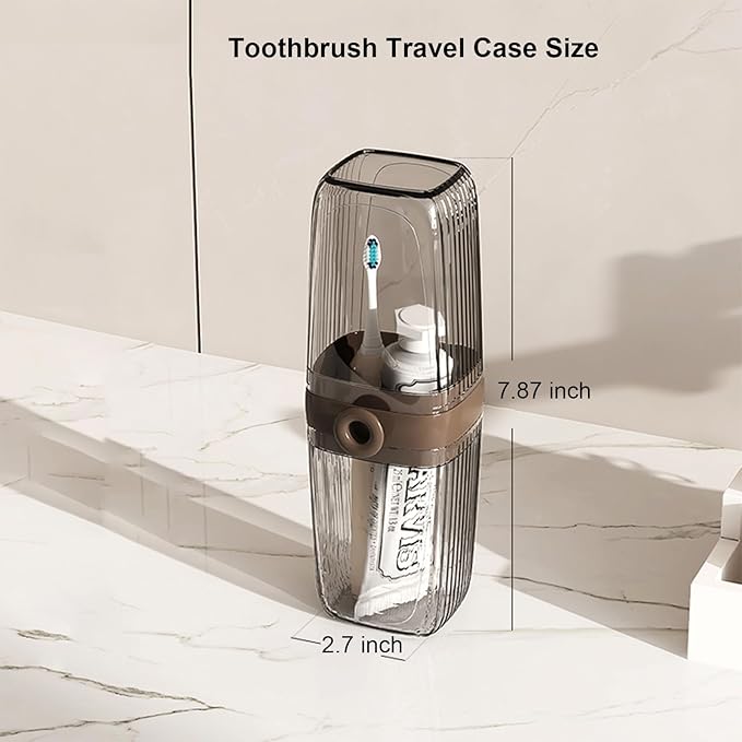 2Pcs Toothbrush Travel Case & Travel Soap Holder Dish Tray, Portable Clear Toothbrush Holders with Cover Leakproof Bar Soap Holder for Traveling School Camping Business Trip Bathroom