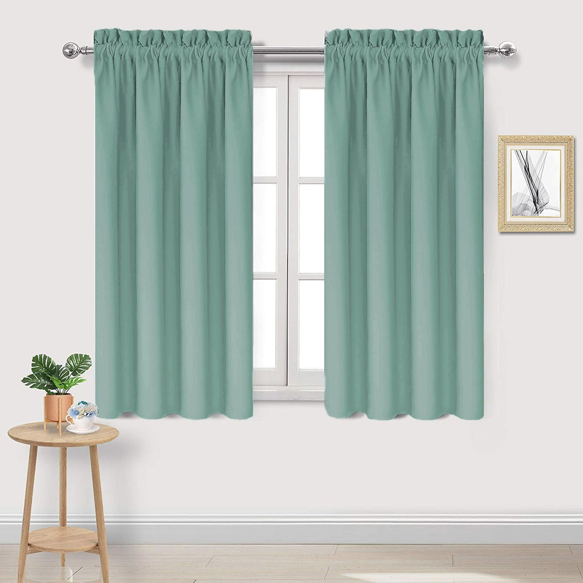 Blackout Curtains for Bedroom 42 x 45 Inch Long Sage Green 2 Panels (2 Count)
