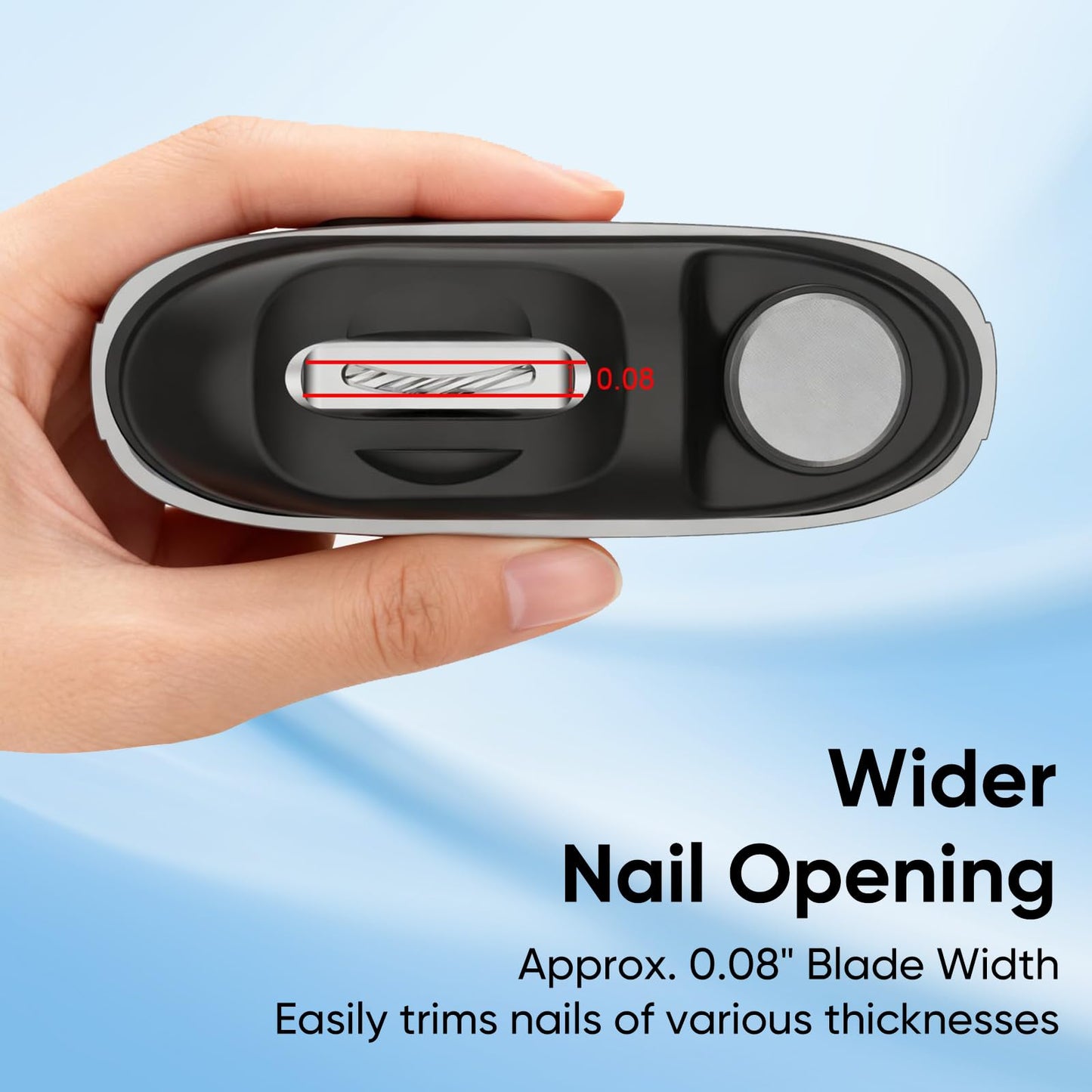 Electric Nail Clipper, 3-in-1 Automatic Nail Trimmer with Clipping, Polishing & Storage, USB Rechargeable Nail Cutter Built-in LED Light & 2 Speed Modes for Home and Travel