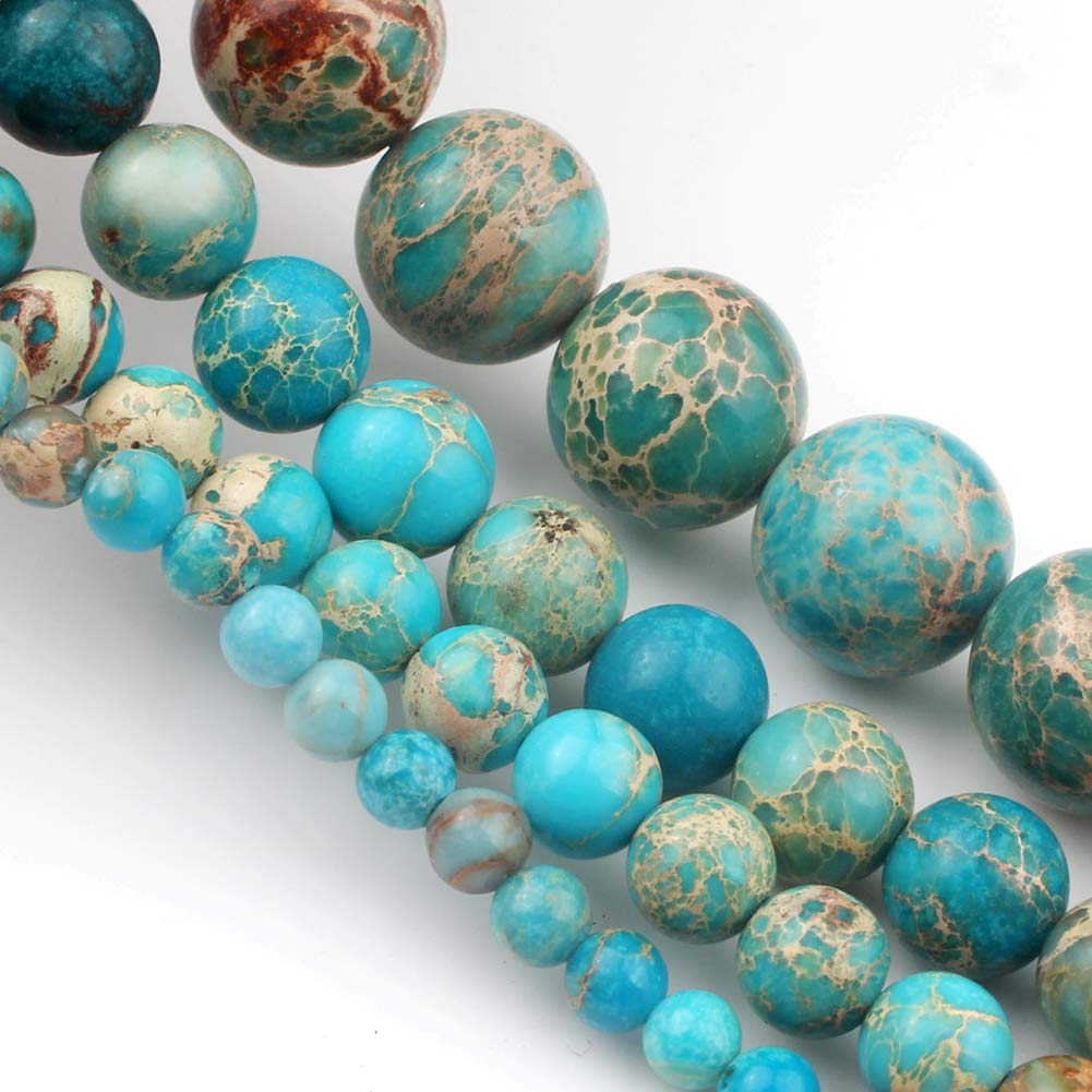Song Xi Light Blue Sea Sediment Natural Stone Beads for Jewelry Making - 6mm Gemstone Beads