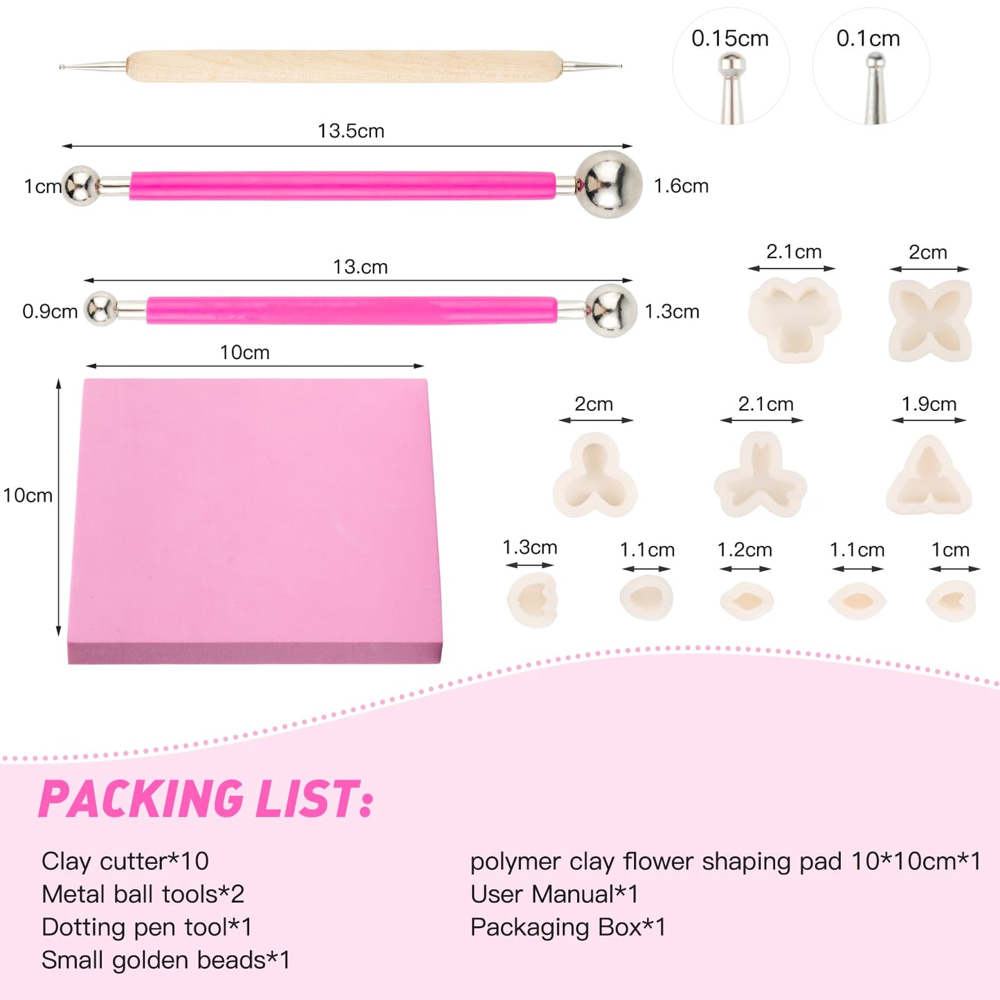 Biutee Flower Polymer Clay Cutters, 10 Shapes Floral & Leaf Micro Clay Cutters, Clay Earring Cutters Mini Floral Clay Cutters Polymer Clay Earring Making Kit for Jewelry Earrings Making DIY Tools