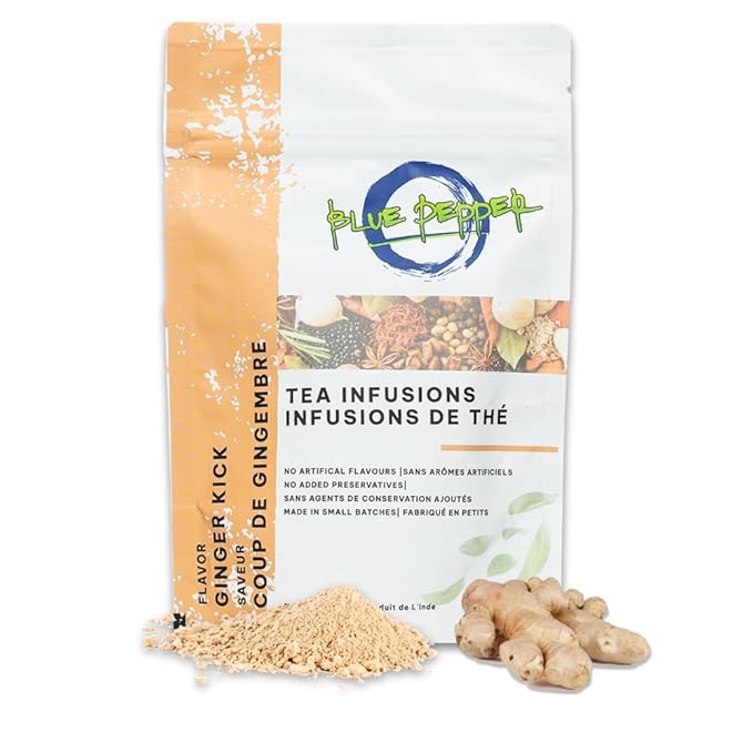 Blue Pepper Ginger Kick Tea Infusion Blend - Premium Ginger Kick Tea - All-Natural Ingredients, No Artificial Flavors - No Added Sugar - Caffeine Free