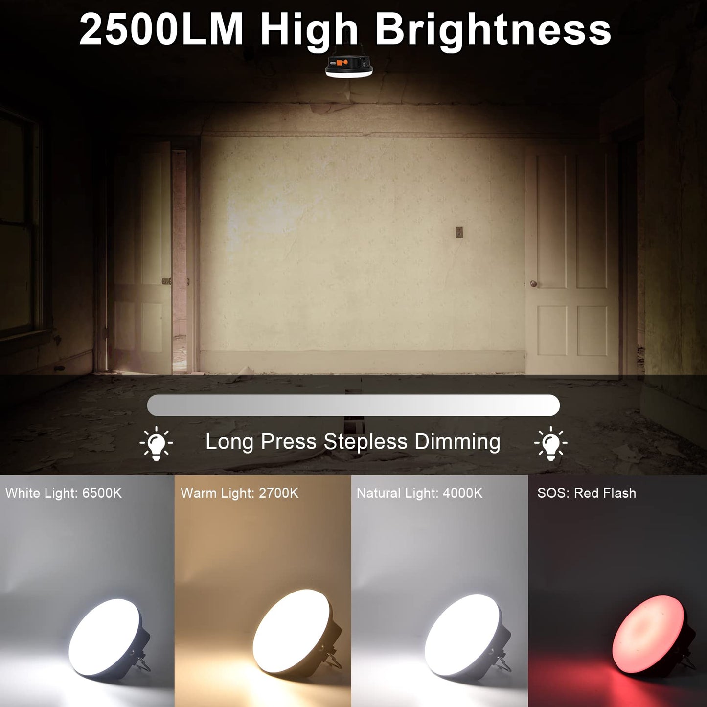 IODOO 10000mAh 30W Rechargeable Camping Light with Remote 3000LM 2700/4000/6500K/RED LED Camping Lantern Portable IP45 Waterproof Tent Lights Power Failur for Parents Christmas Gift