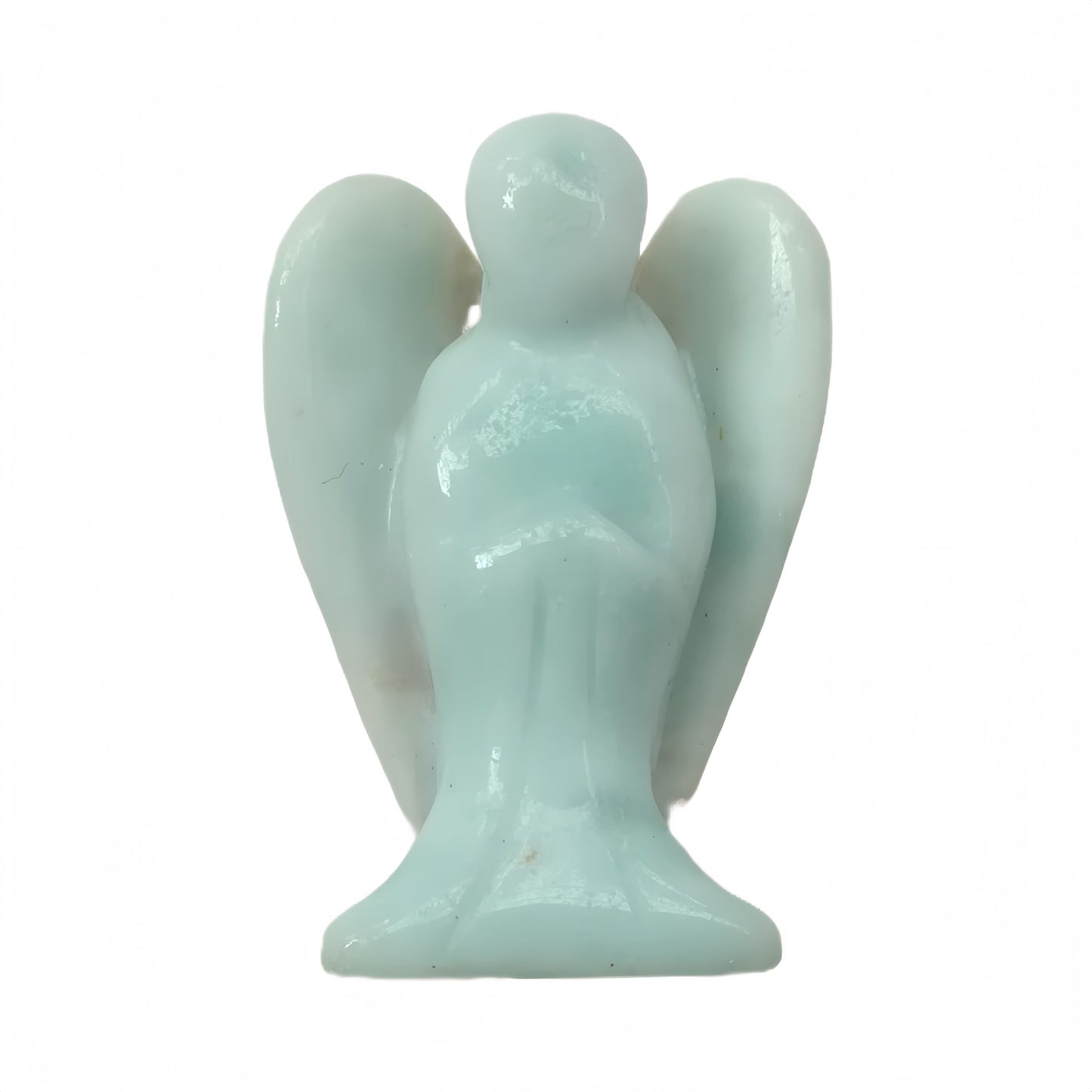 Afucats Natural Amazonite Healing Guardian Angel Indoor Decorative Stone,1.5 Inches Carving Pocket Palm Statue,Gift for Her Christmas Décor