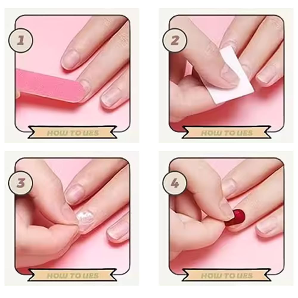 Generic Square French Tip Press on Nails - Reusable Fake Nail Kit with Glue 24pcs in Many Sizes (White Square French Tip Press on Nails), Large
