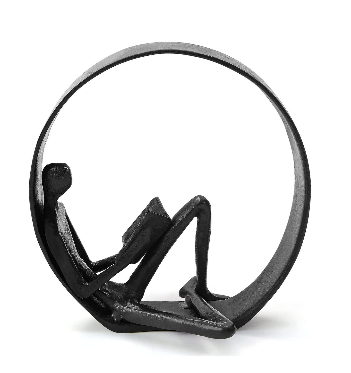 Hanyibao Reading Figurines and Statues - Bookshelf Decorations Objects，Metal Reader Cast Iron Sculpture，Book Lovers Gifts， Modern Art Shelf Décor， Reading Accessories for Book Lovers
