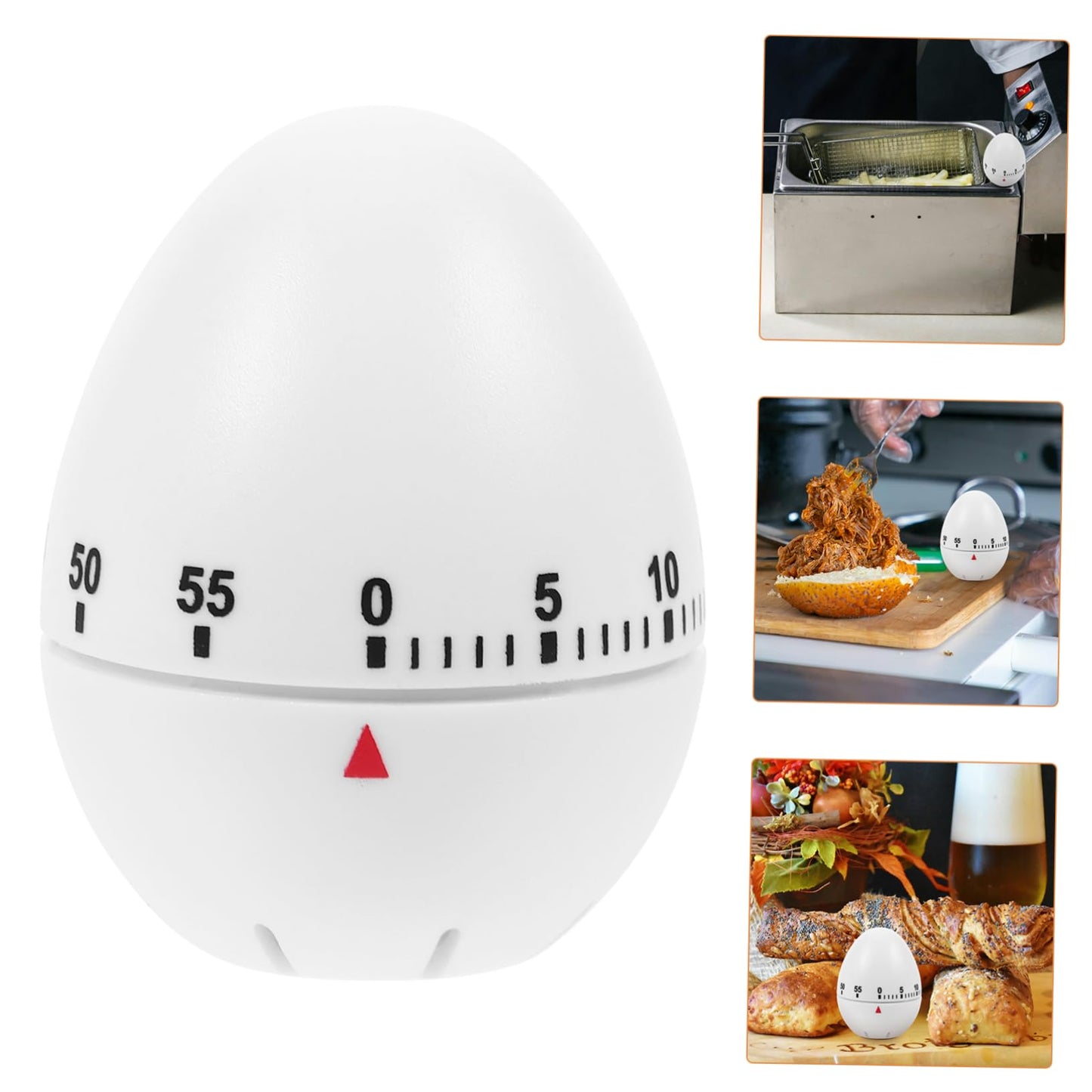 VOSAREA Egg Shape Mechanical Rotate Timer White Kitchen Countdown Timer Manual Cooking for Home and Classroom Activities for Baking Frying