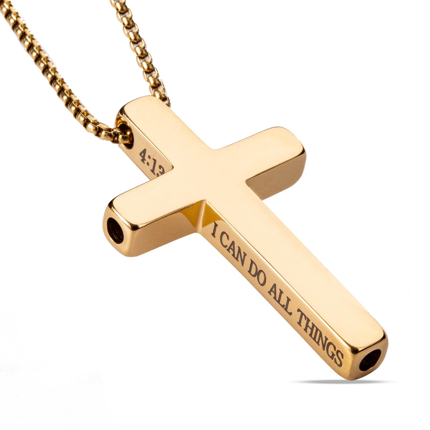 FUNPAR Cross Breathing Necklace, Inspirational Bible Verse Reduce Anxiety Mindfulness Necklace, Premium Stainless Steel Breathwork Tool, Anxiety Relief Items Gift(Gold)