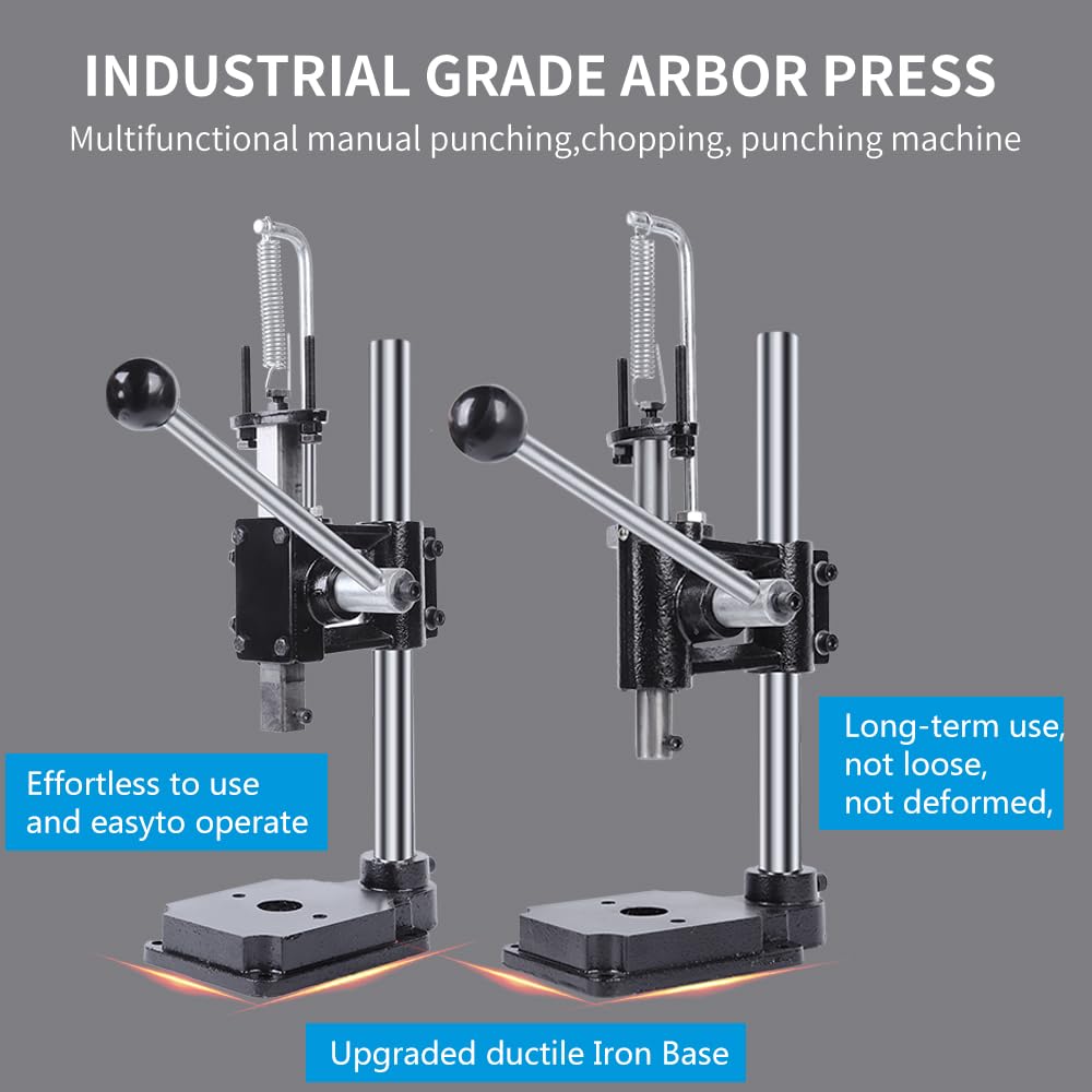 SKMZ Leather Hole Puncher Hand Punching Manual Punch.ductile Iron Base Arbor Presses for DIY Parts Punching, Cutting, Forming Pressing (Square Head Press)
