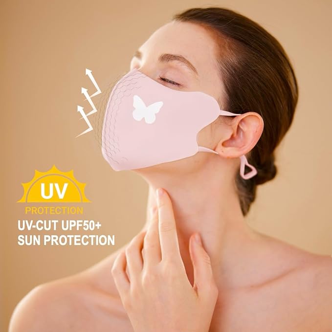 BBN Reusable Sunscreen Cloth Face Mask: 3-Pack Washable Cover for Summer Outdoor Use - Adjustable for Women & Teens