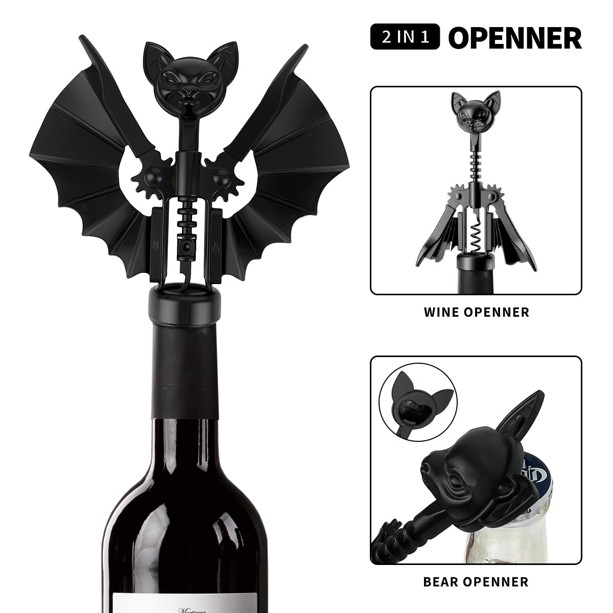 Goth Wine Opener - Mothers Day Gifts from Daughter Son, Birthday Gifts for Women