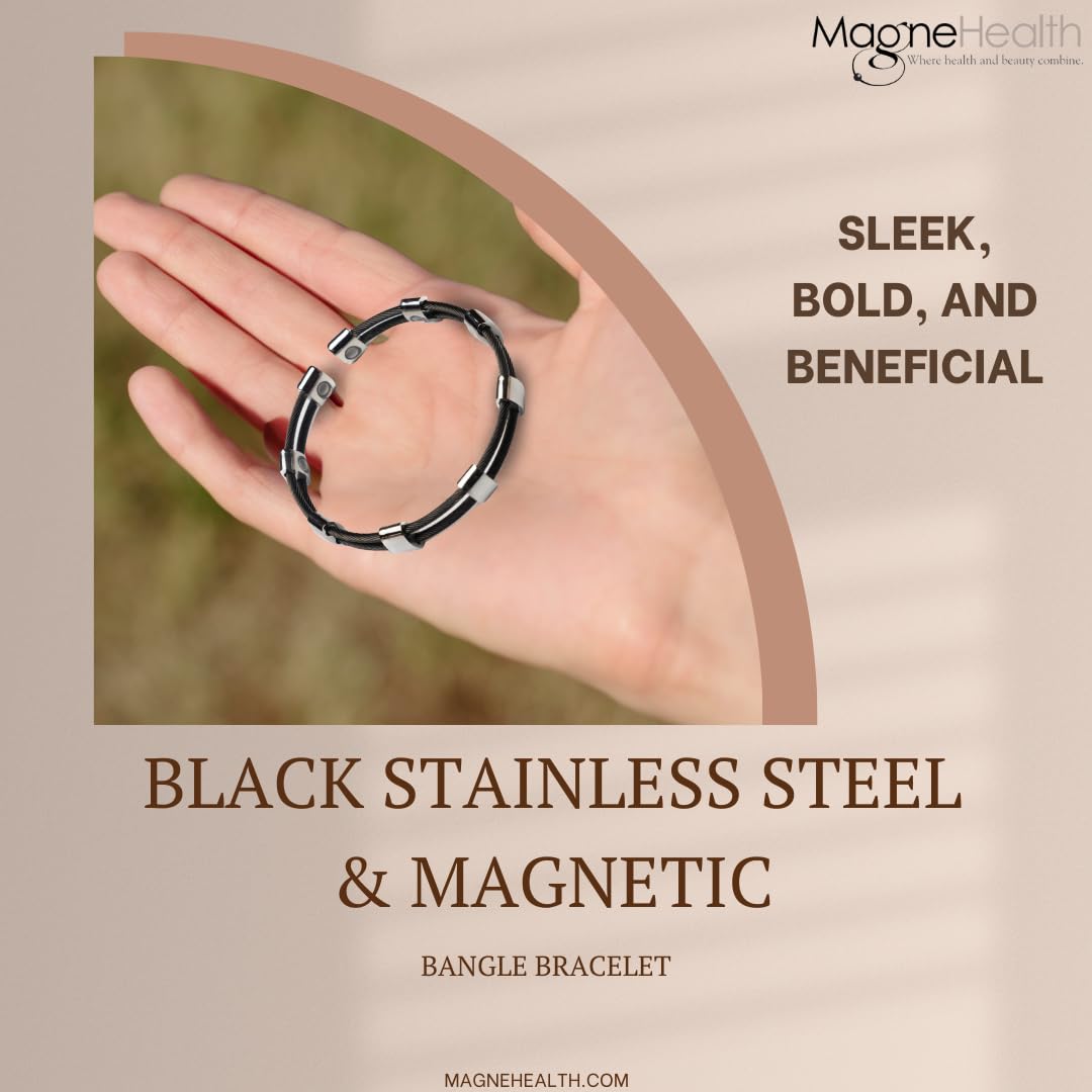 MAGNEHEALTH Gold Magnetic Stainless Steels Bangles Bracelets for Women