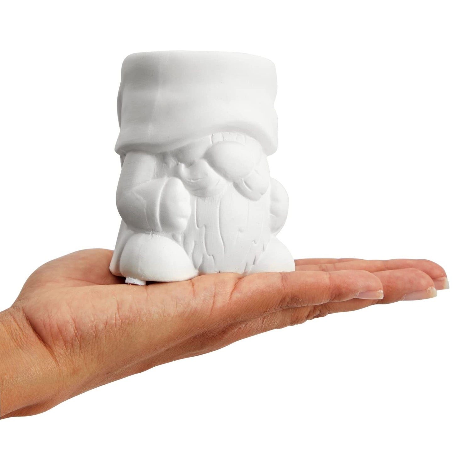 Bright Creations Paintable Ceramic Garden Gnome Planters - 3 x 3 x 4 in, White, Pack of 4, Unfinished - Succulent Pots to Paint with Drainage Holes & Plugs - DIY Pottery Kit