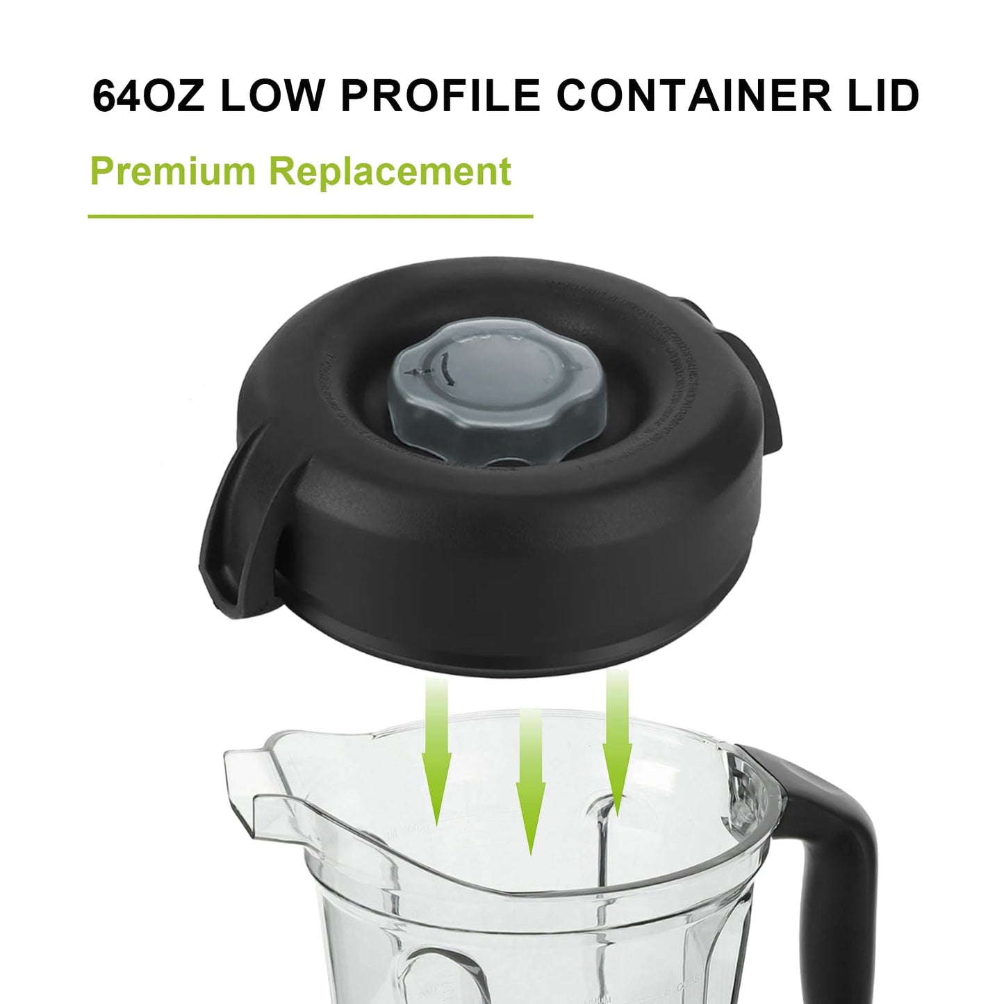 Blender Lid Replacement, 64 oz Low-Profile Container Lid Replace for Pro 750 Series Blender Cover, Rubber Blender Lid for 64oz Container Pitcher Jar Cup Top
