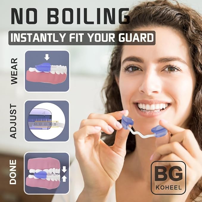 KOHEEL Mouth Guard for Teeth Grinding, Adjustable Dental Guard to Stop Bruxism, Night Guard, 2 Count (Thin)