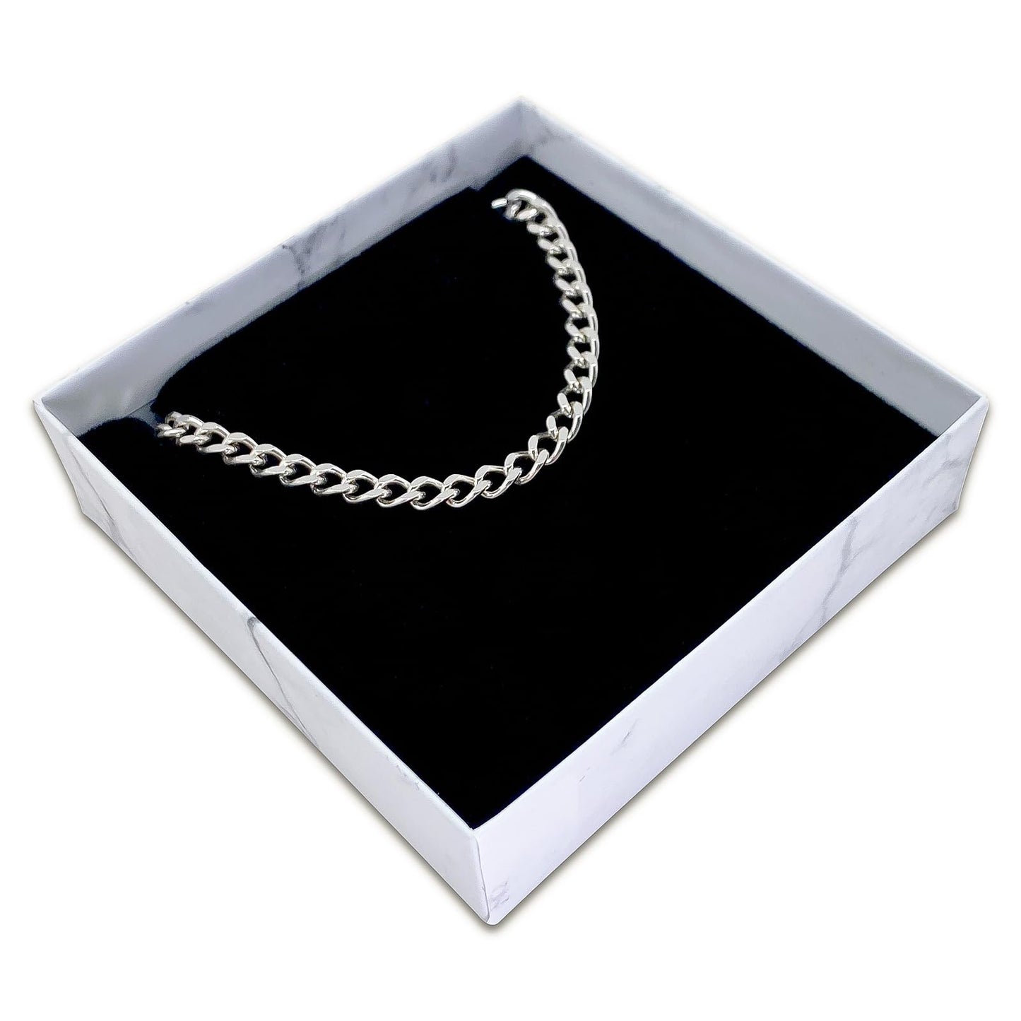 TheDisplayGuys - 24-Pack Cardboard Kraft Paper Jewelry Gift Boxes w. Velvet Padding - Necklace/Pendant - Marble White - #33 (3.5" x 3.5" x 1.0")