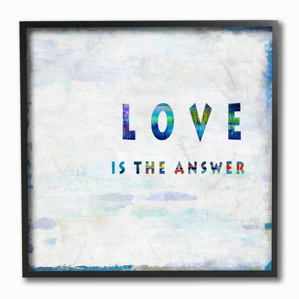 Stupell Industries Love is The Answer Phrase with Abstract Brush Stokes Wall Art, 12 x 12, Multi-Color