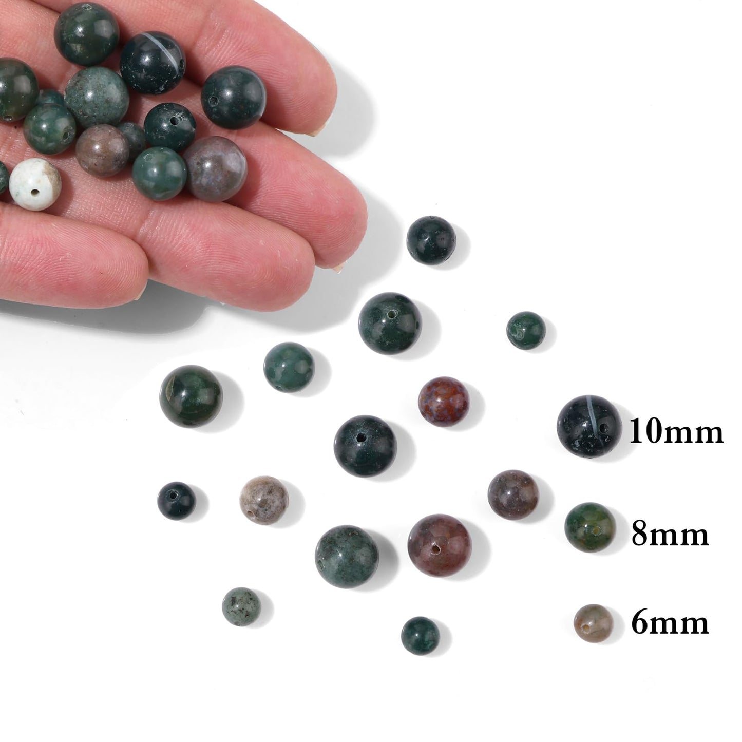 40pcs 10mm Natural Indian Agate Gemstone Beads Healing Crystal Round Loose Stone Beads for Jewelry Making, Crystal Stone Beads for Bracelets Necklace Earrings Making