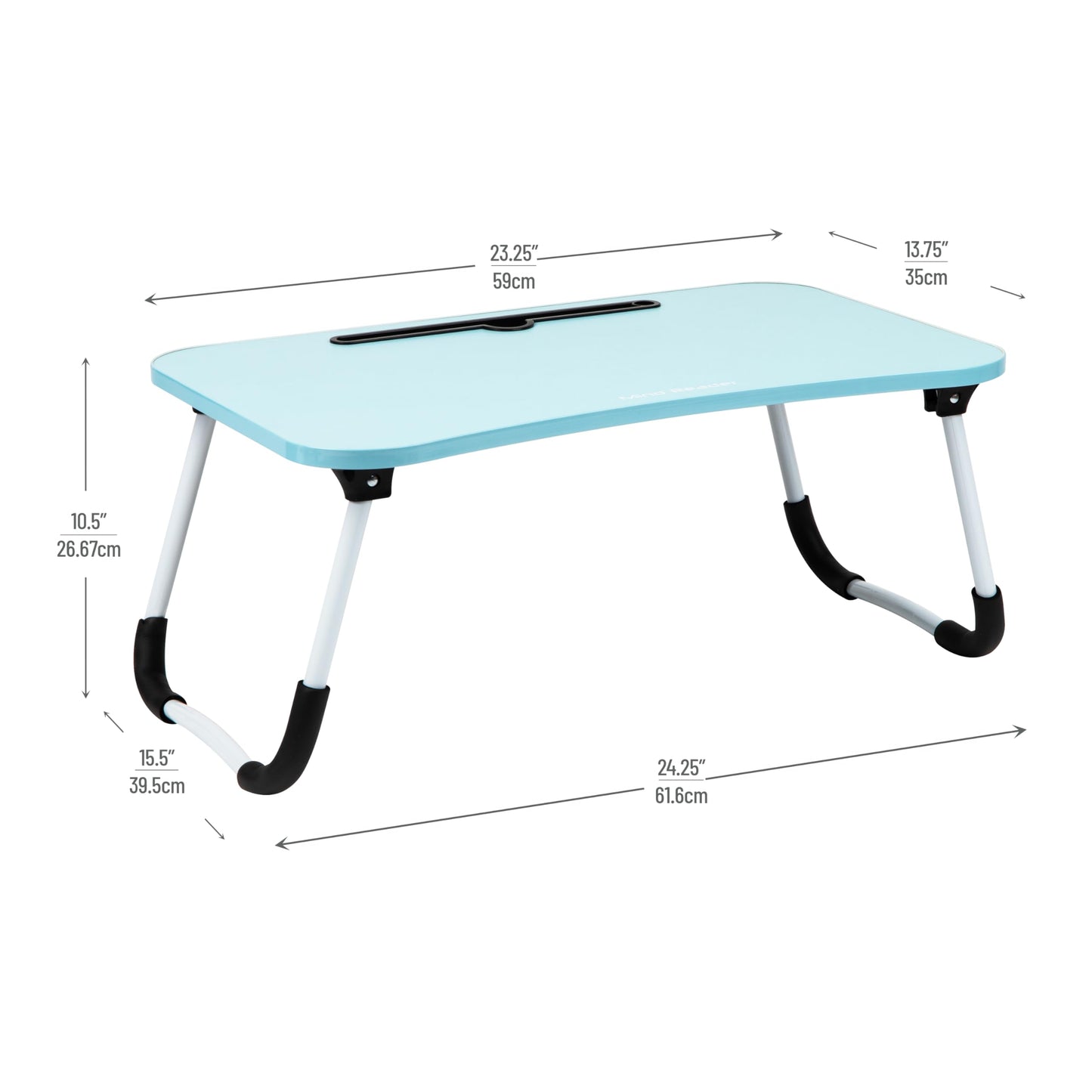 Mind Reader Lap Desk Laptop Stand, Bed Tray, Folding Legs, Couch Table, Portable, MDF, 23.25" L x 13.75" W x 10.5" H, Blue