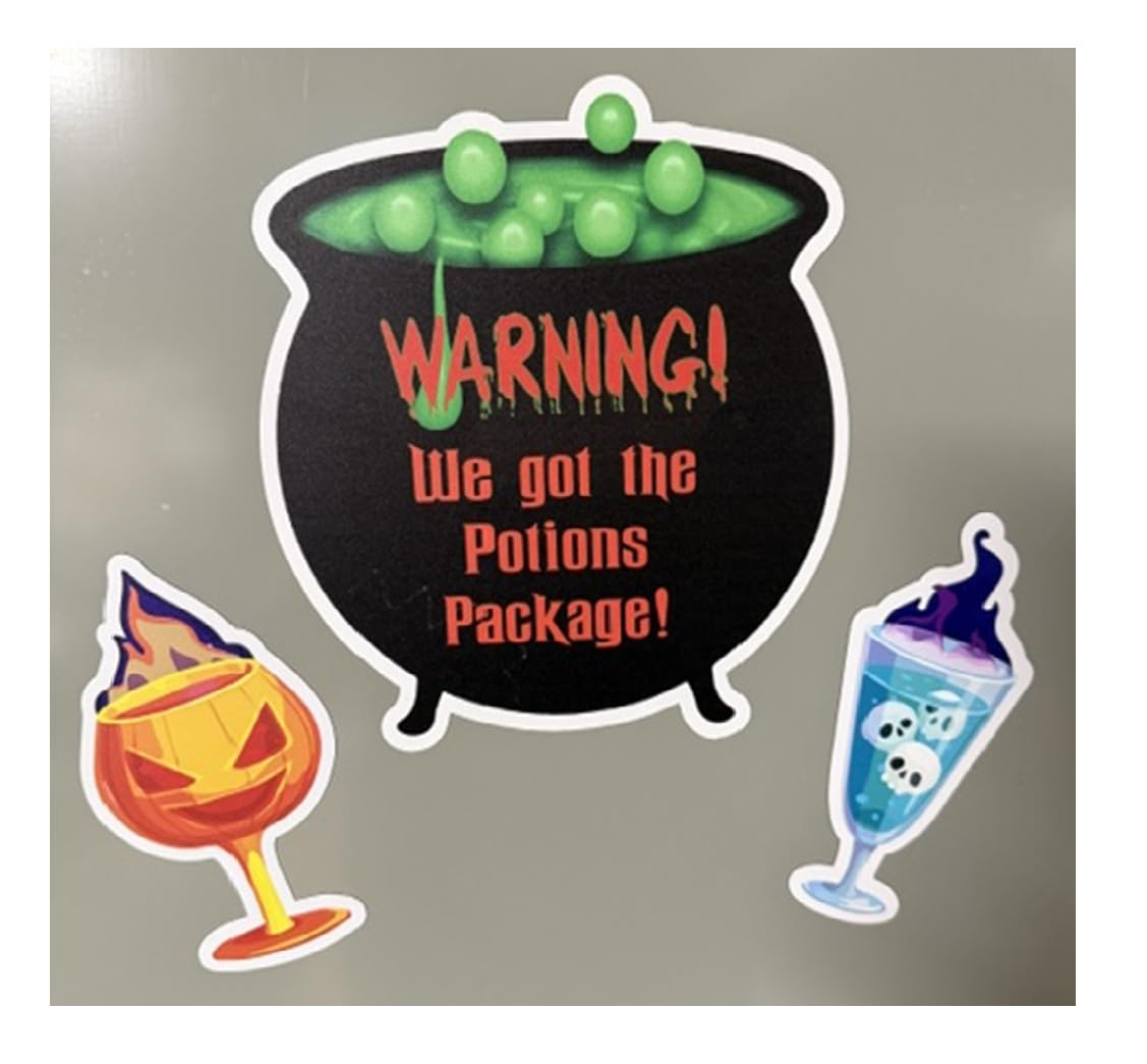 Witches Cauldron Halloween Drink Bundle Cruise Ship Door Decoration, Fun Party Decor - Decorative Magnetic Favors for Fridge, Locker, Whiteboard