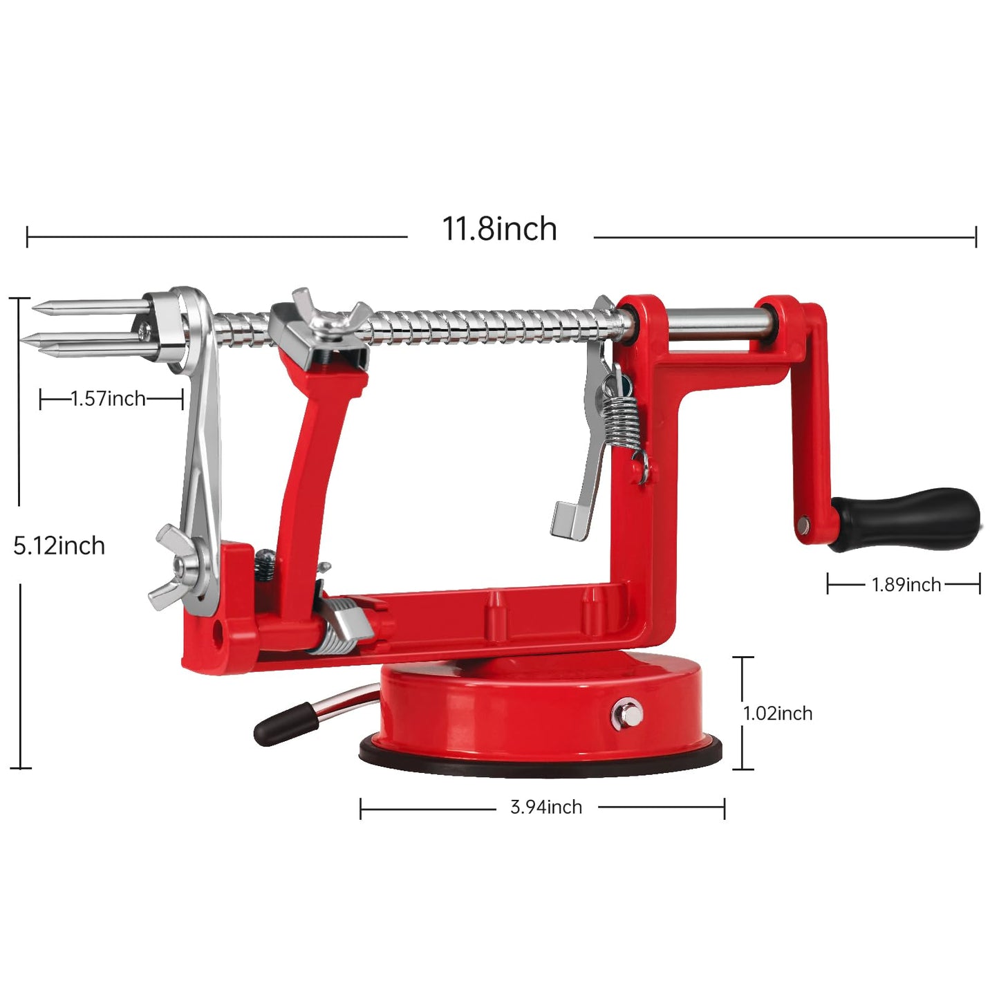 Apple Peeler Slicer Corer with Stainless Steel Blades and Powerful Suction Base for Apples Pears Potatoes(Red)