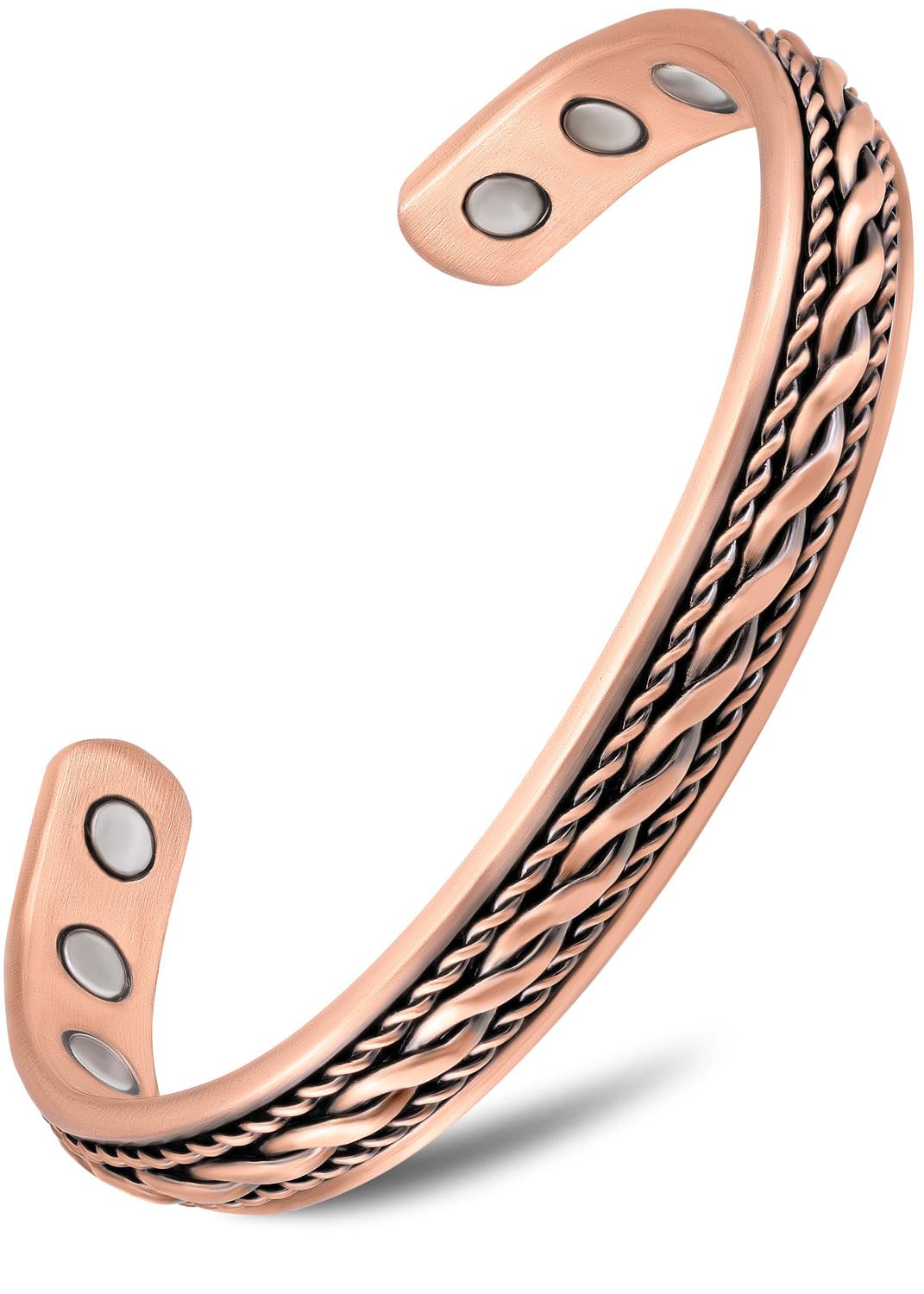 MagnetRX® Women's Copper Bracelet – Effective 99.9% Pure Copper Magnetic Bracelets for Women – Adjustable Womens Copper Cuff Bracelet Bangle (Inlay Wire)