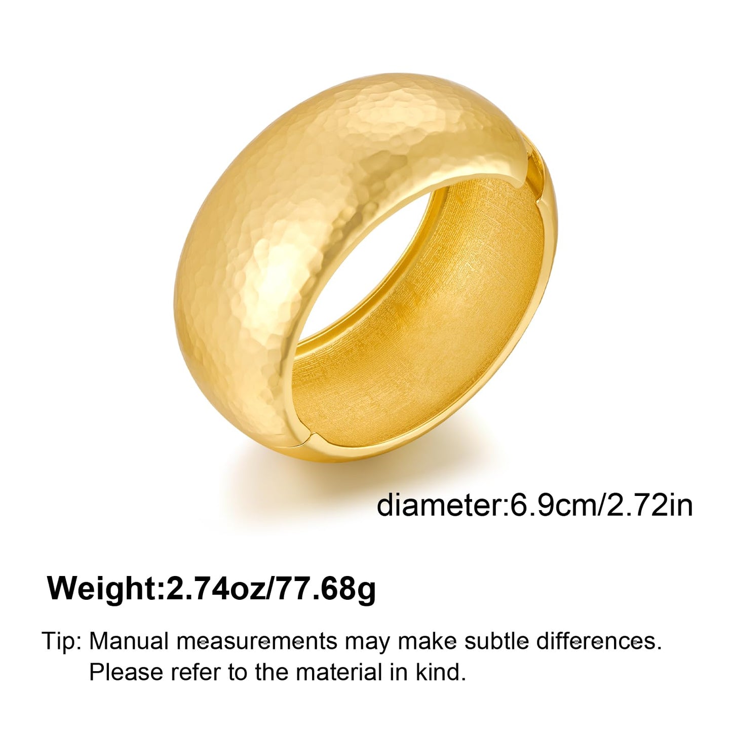 SHANTYSON Handmade Hammered Golden Bracelet for Women - Chunky Textured Cuff Bangle, Gold Plated Vintage Jewelry, Daily Wear & Gift Option