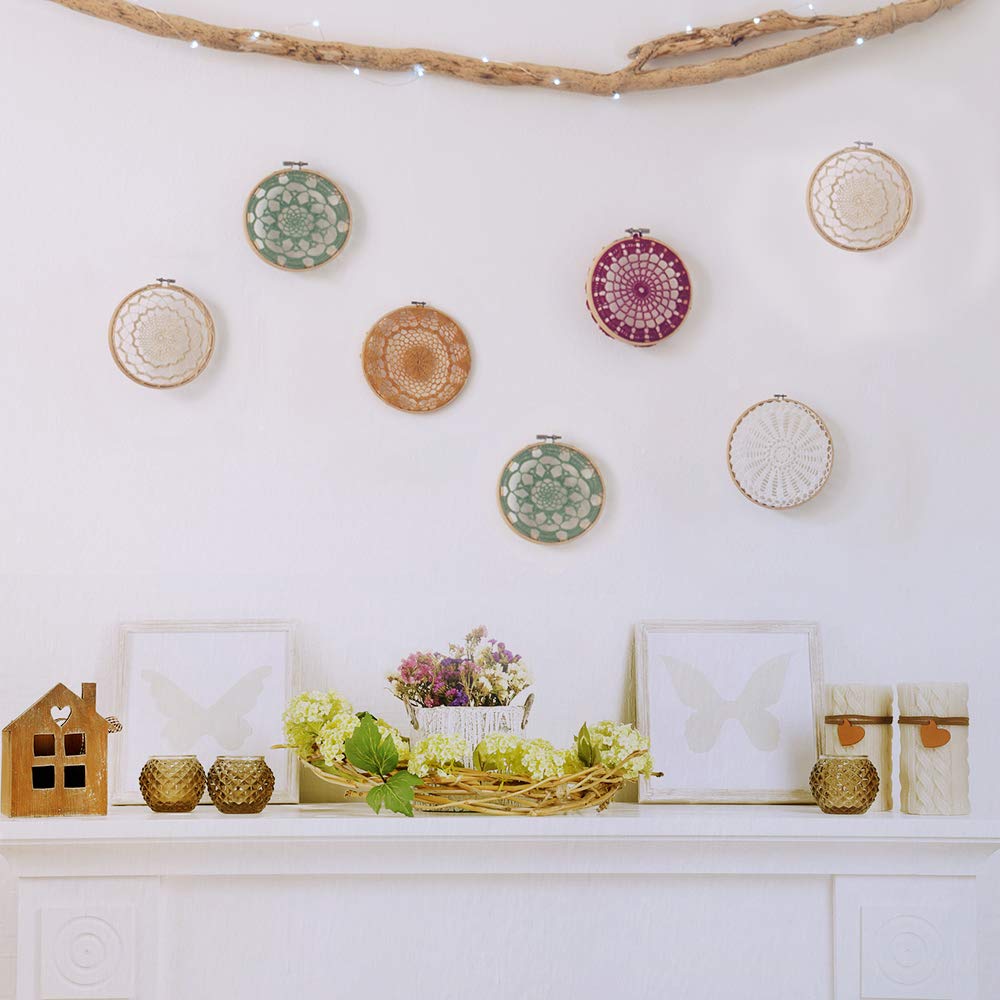 Pllieay 12 Pieces 4 Inch Embroidery Hoops Bamboo Circle Cross Stitch Hoop Ring for Embroidery, Art Craft Handy Sewing and Home Decoration