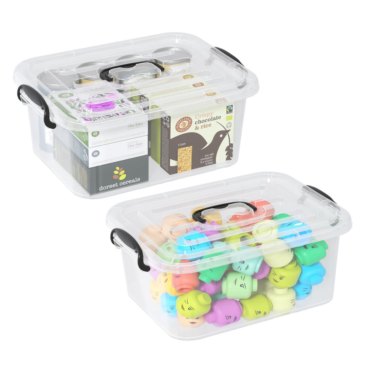 8 Quart Clear Plastic Storage Latching Bin with Handle (2 Count)