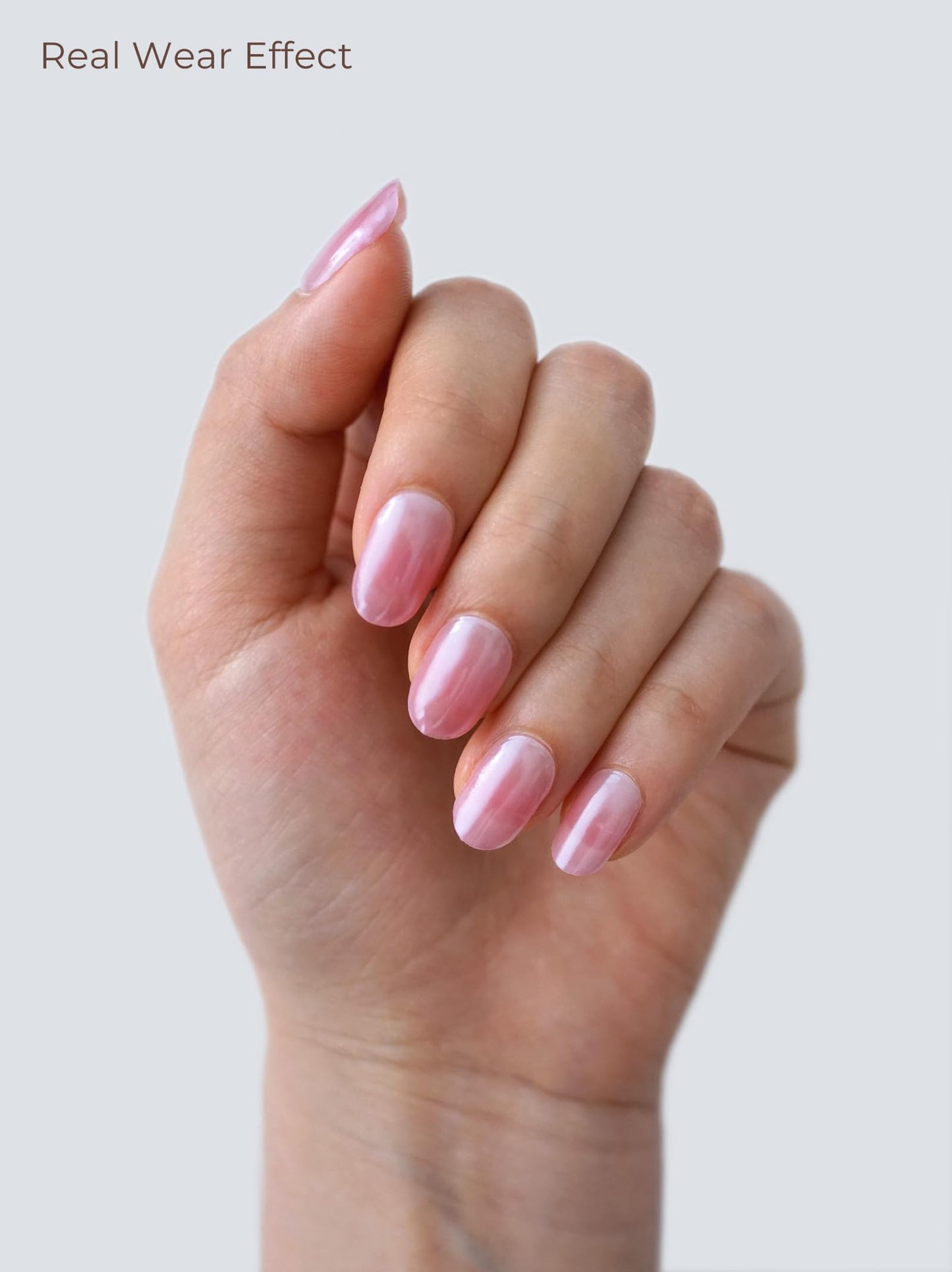 Beaolata Real Gel Nail Strips (No UV Light Needed) - 44Pcs Salon Quality Nail Stickers - Long Lasting Polish Wraps for Women, Easy Apply & Remove (Chrome Peach Pink)