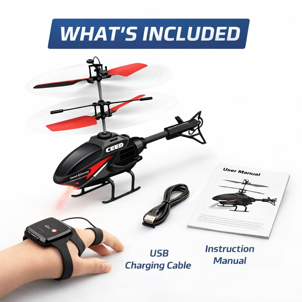 Gesture Control RC Helicopter Toy for Kids – Remote Control Helicopter Alternative, Fly with Your Hand, No Remote Needed, Easy Indoor Helicopter Toy for Boys & Girls Ages 8+