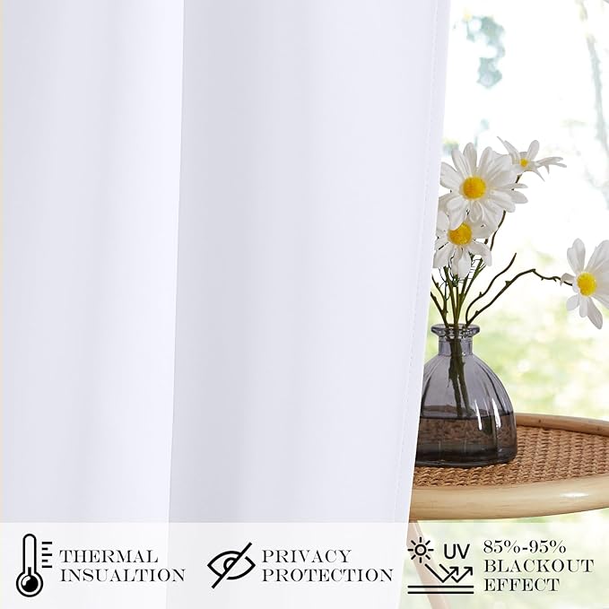 NICETOWN Blackout Side Door Curtains, Front Door Curtains for Small Window, Privacy Shades for Sidelight, Thermal Insulated Window Covering, Pure White, 1 Panel, W12 X L40 Inches Long