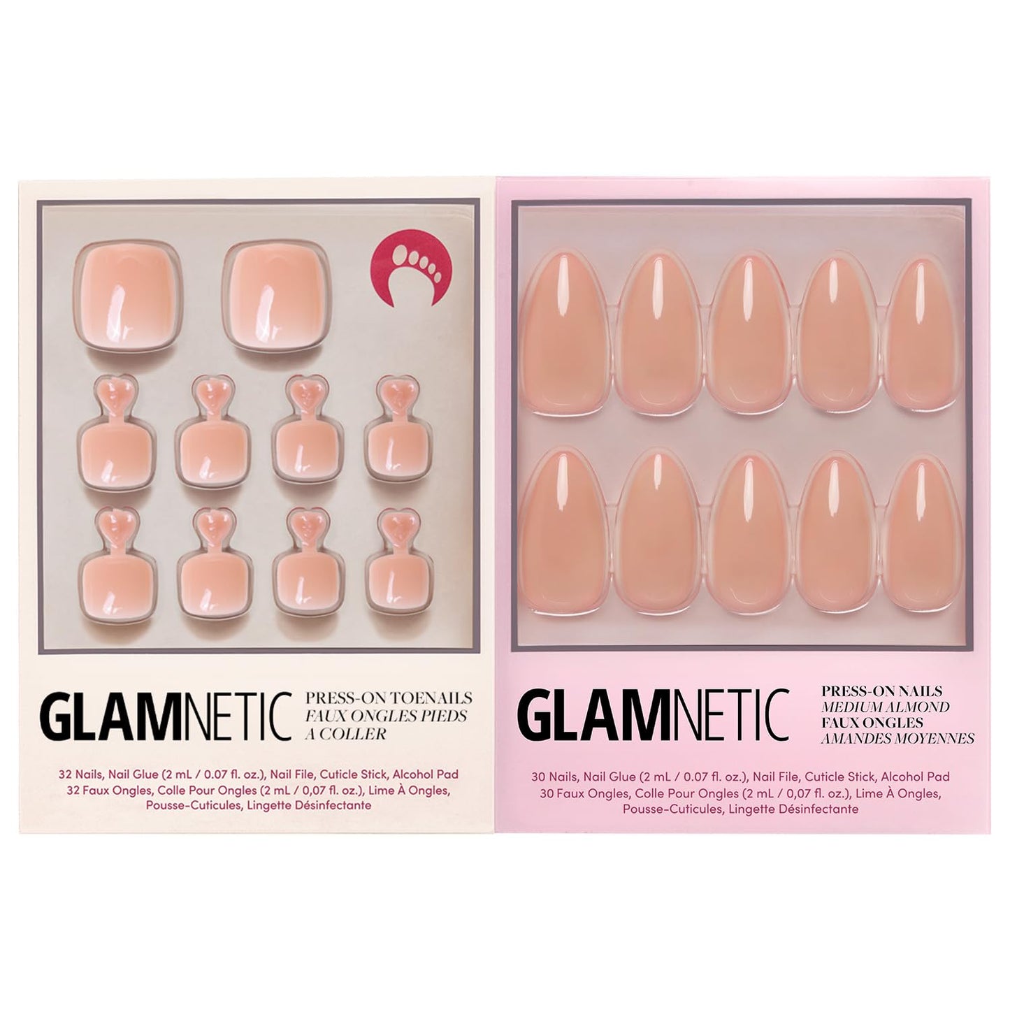 Glamnetic Press-On Nails Bundle - Azure Blue & Hailey | Bright Blue Short Round Fake Nails | Glazed Short Almond False Nails | Reusable, Salon-Quality Nail Kits