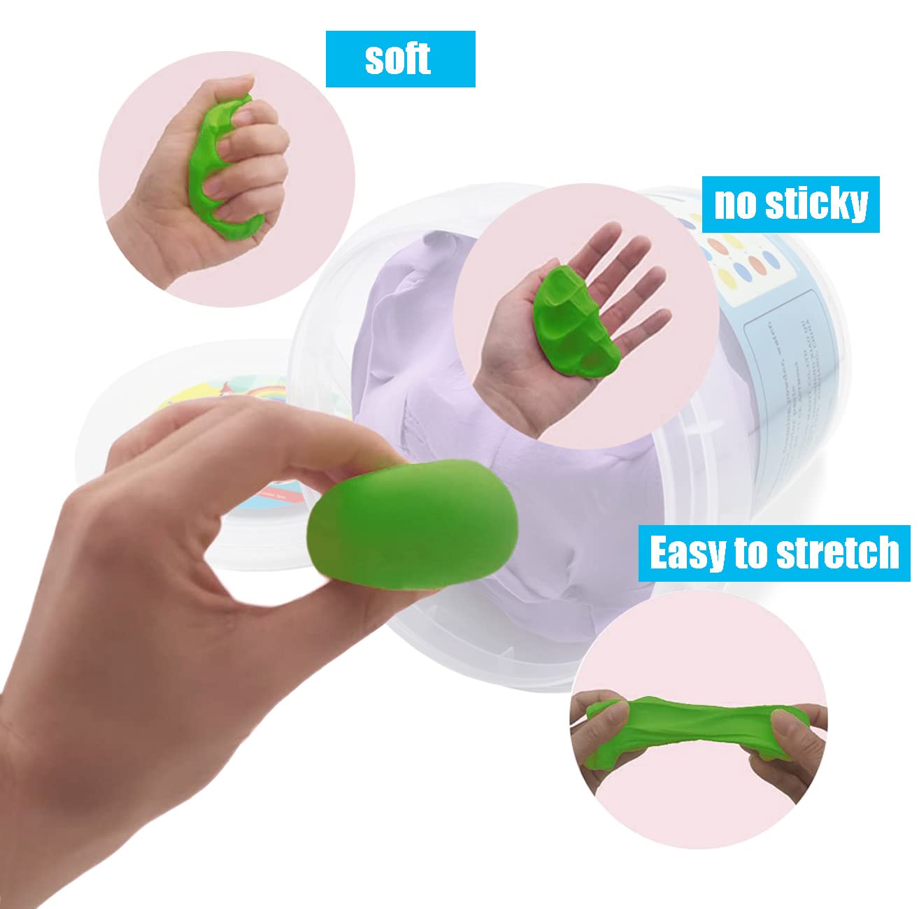 Air Dry Modeling Clay 10.5 oz Ultra Light Soft Magic Clay DIY Moulding Dough Primary Colors for Adults Kids Art Craft Kit Green