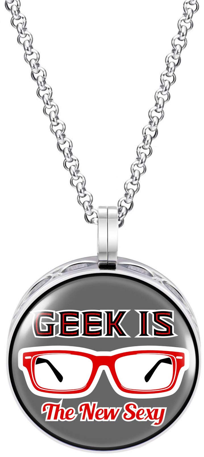 Wild Essentials Geek is The New Sexy! Enamel Finish Essential Oil Diffuser Necklace Gift Set - includes Aromatherapy Pendant, 24" Stainless Steel Chain, 8 Color Refill Pads
