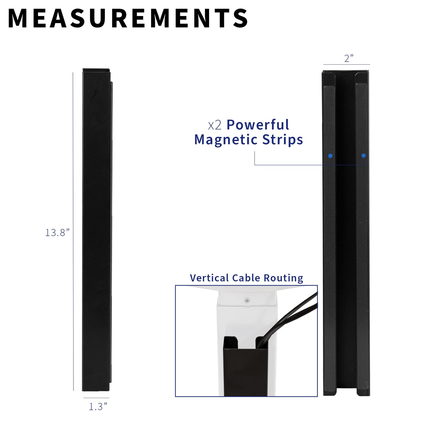 VIVO Steel Magnetic 14 inch Cable Management Channel for Under Desk Leg, No Drill Cord Organizer for Home Office, Black, DESK-AC01-1MB