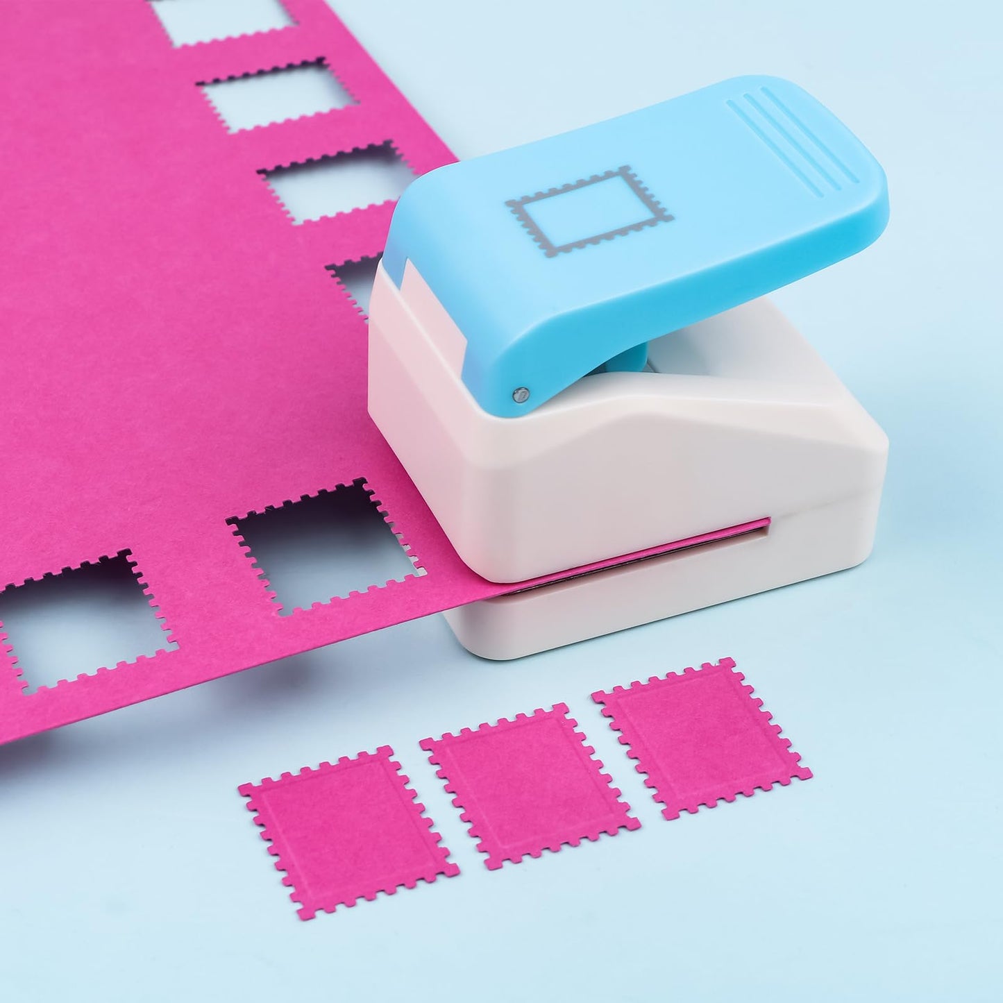 2 Pcs Stamp Paper Punch, 1X0.8inch & 1.1X0.9 inch Embossing Postage Stamp Shape Puncher, Lever Craft Hole Punches for Crafting DIY Scrapbooking Projects