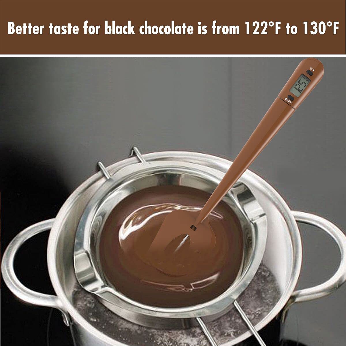 Efeng Candy Thermometer Spatula,Digital Cooking Thermometer with Pot Clip – Silicon Spatula with Meat Thermometer, Instant Read Temperature Reading for Candy,Chocolate,Grill Meat Cooking