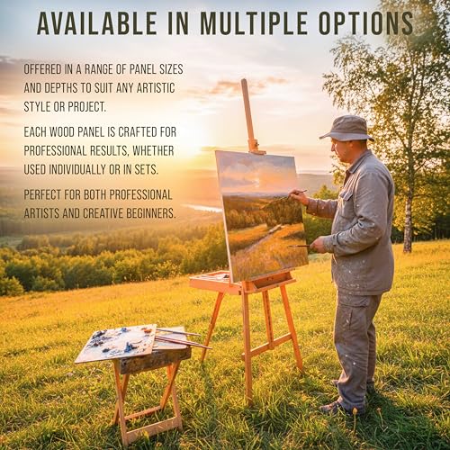 U.S. Art Supply 24" x 24" Unfinished Cradled Wood Panels for Painting, Studio 3/4" Deep (2 Pack) - Artist Depth Birch Wooden Wall Canvases - Mixed-Media Craft, Acrylic, Oil, Encaustic, Paint Pouring - size: 24" x 24", style: Square