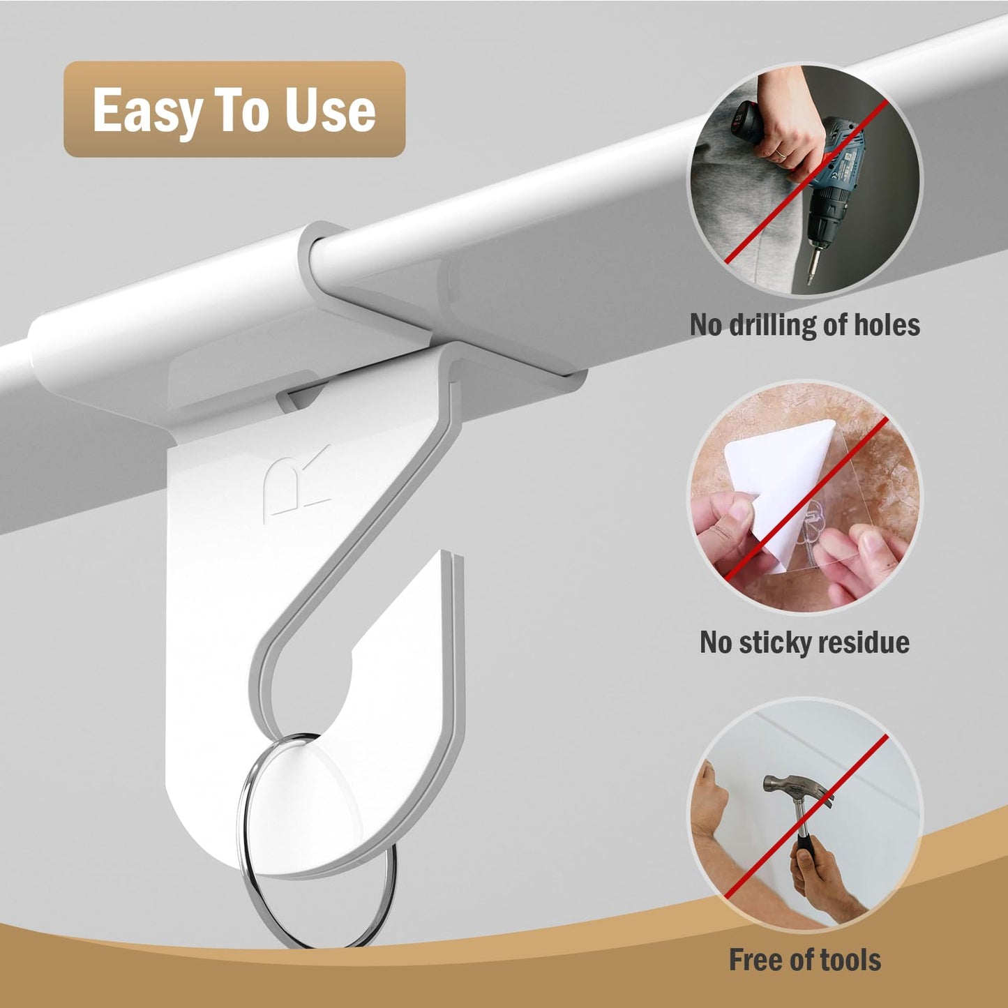 60 Pairs Drop Ceiling Hooks for Hanging Classroom Ceiling Clips Classroom & Ceiling Hanging Hook,White Enamel Finish Heavy Duty T Bar Clips,High Strength Aluminum Hold up to 20 lbs, 1" W x 1½" H