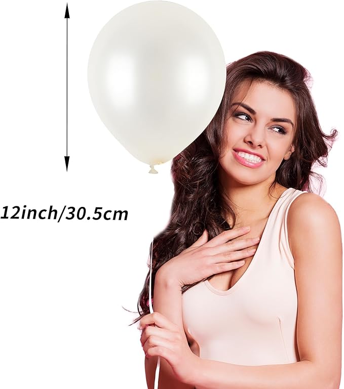 White Balloons, 12 Inch Pearl White Balloons, White Latex Balloons Silver Confetti Balloons For Balloon Garland Arch Wedding Bride To Be Party Birthday Baby Shower Decorations
