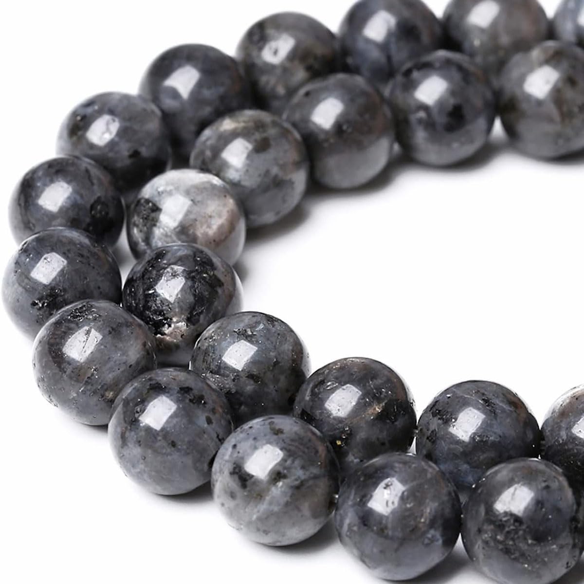 10mm Natural Larvikite Black Labradorite Gemstone Round Loose Beads for Jewelry Making (36-38pcs/strand)