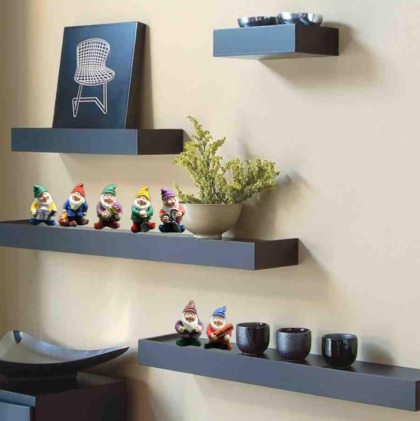 HONEYSHOW Fairy Garden Accessories, 7PCS Gnome Figurines-Mini Gnomes kit/Seven Dwarfs Statue for Fairy Garden/Flower Pot/Home Decoration.