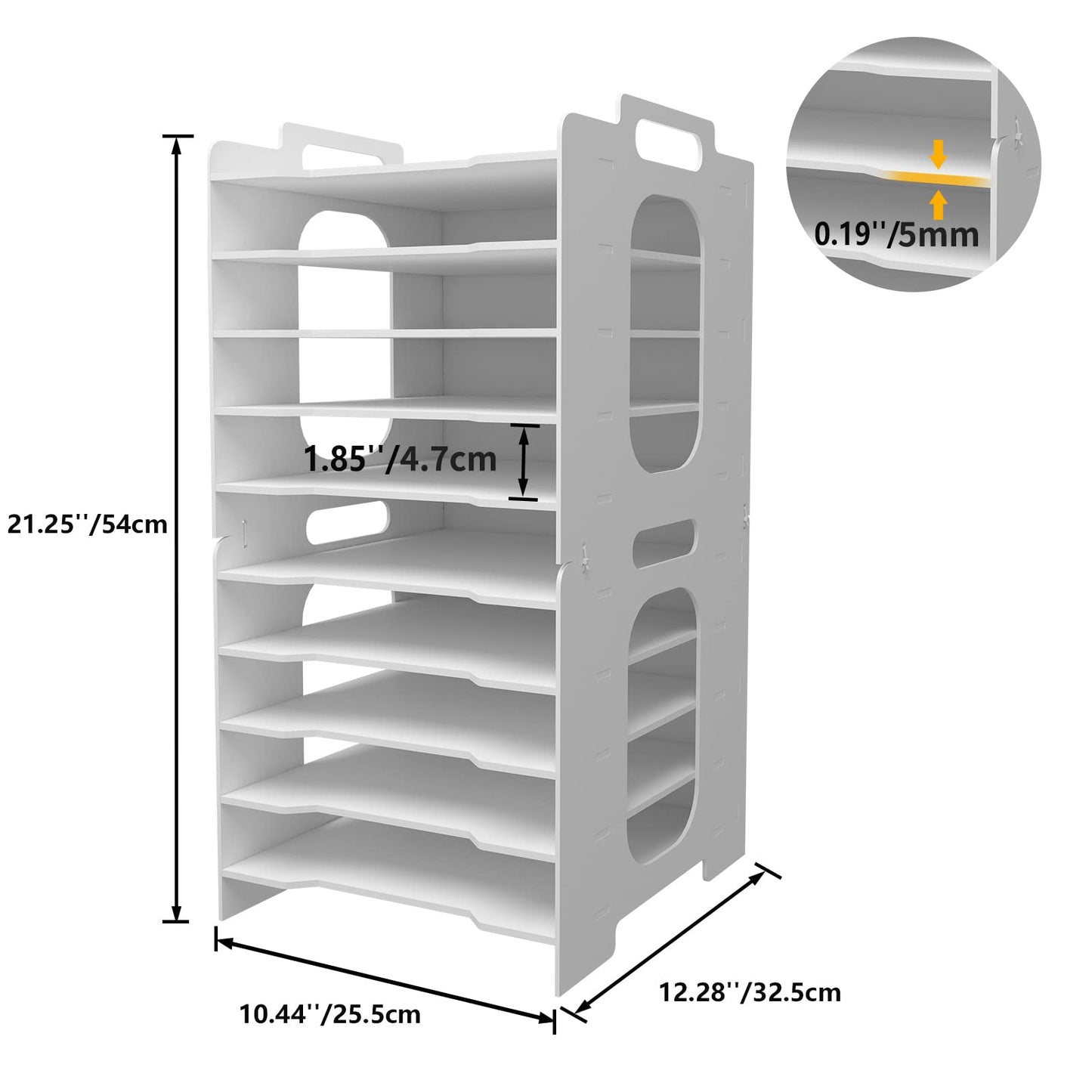 Natwind Office Stackable Paper Organizer for Desk White Desktop File Sorter Desk Organizer Letter Tray Holder Document Storage Rack for Home Office School 10-Tier