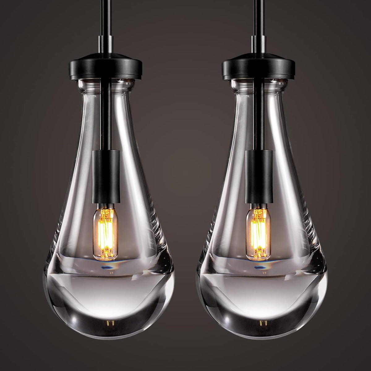 Raindrop Pendant Lights, Bronze Modern Pendant Lights for Kitchen Island with Rod, Penadant Light Fixtures, Chandelier for Living Room Hallway,Bedroom Pendant Light, Bulb Included