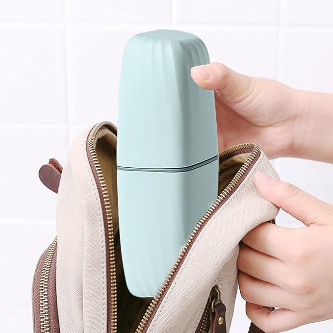 Travel Toothbrush Cup Case,Toothbrush Holder with Cover Travel Toothbrush Containers Portable Toothpaste Storage Toothbrush Case and Carrier for Camping School Business Trip Bathroom (Dark blue)