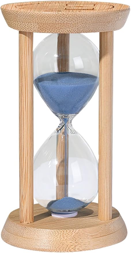 Wood Sand Timer, 10 Minute Sandglass Timer, Bamboo Hourglass 10 Min, Unique Sand Clock, Sand Watch, Unbreakable Sandglass Blue